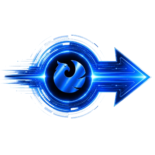 Blue transformation arrow connecting manual operations to digital excellence